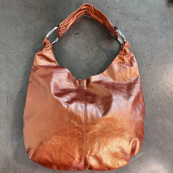 Hobo International Metallic copper leather silver ring handbag medium purse - Picture 1 of 7